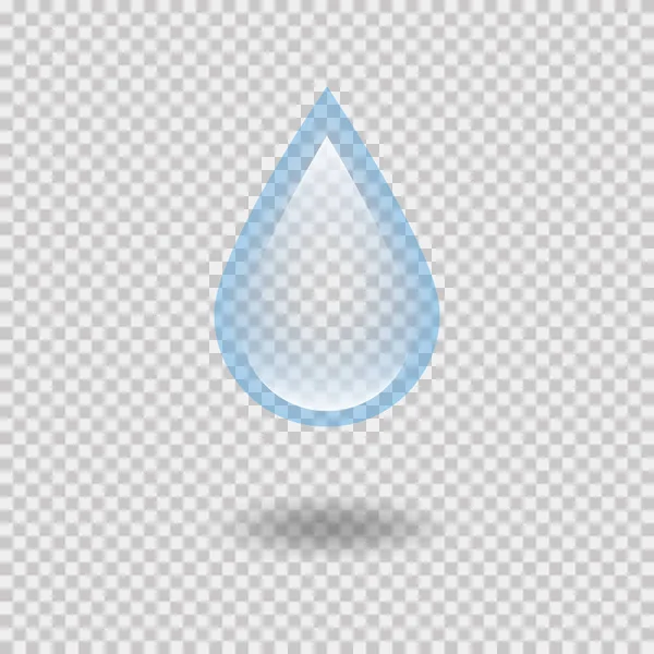 Gota aislada de agua en diseño realista de moda sobre fondo transparente. Elemento de naturaleza líquida . — Vector de stock