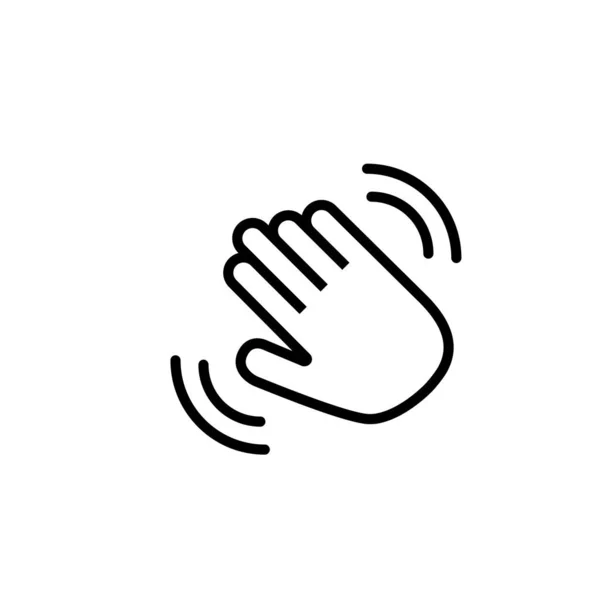 Hallo Hand mit Wellen-Symbol. Hand Goodbye Emoji lineares Zeichen. hallo isoliertes Symbol. — Stockvektor