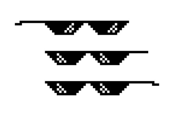 Pixelbrille isoliert. Schläger-Lebensstil. Meme-Symboldesign. Retro 8 Bit Vorlage. — Stockvektor