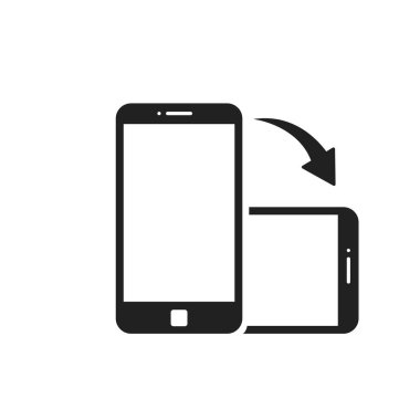 Akıllı telefon yalıtılmış simgesini döndürün. Aygıt döndürme sembolü. Mobil ekran yatay ve dikey dönüş.