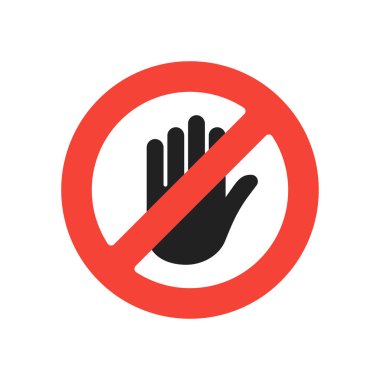 Hand with stop sign. Isolated element. Warning no touch symbol. Danger element. clipart