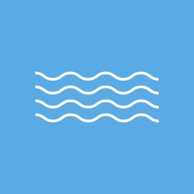 Doğrusal vektör mavi arka plan üzerinde izole dalgalar. Kavisli vektör çizgileri. Vektör sigzag. Logo denizi veya okyanus.
