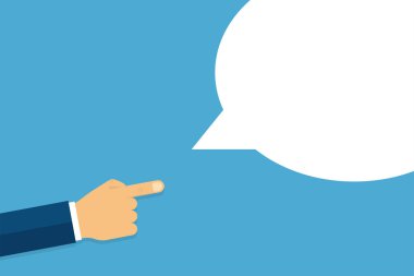 El parmak ve ifade veya trendy düz tasarım teklif ile gösteren. Vektör iş konsepti.