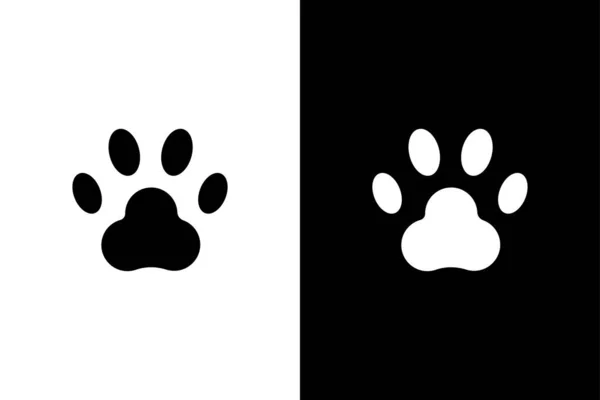 Hayvan pençesi siyah beyaz renk teyidi. Kedi ya da köpek pençeleri. Logo türü veya sembol tasarımı. — Stok Vektör