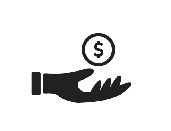 Hand mit Dollarzeichen. Geld-Symbol. Hand in Hand mit Geld. Finanzielle Erfolge. — Stockvektor