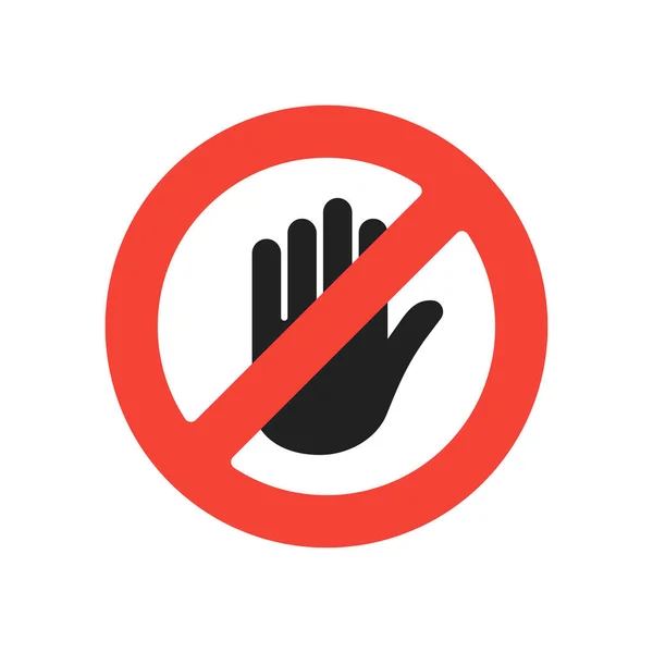 Kéz a stoptábla. Izolált elem. Figyelmeztetés nem érint jelkép. Veszélyes elem. — Stock Vector