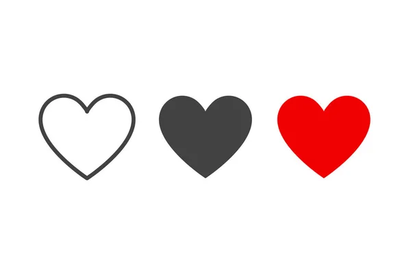 Sada ikon srdce. Známky lásky nebo jako izolované. Sociální síť. Internetová technologická srdce. Lineární šedé a červené vektorové srdce. — Stockový vektor