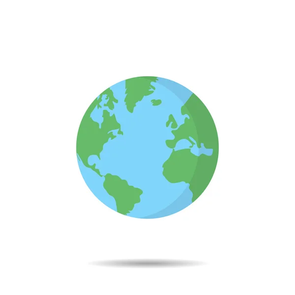 Globo da Terra na moda estilo plano isolado ilustração vetorial. Planeta plano sobre fundo branco . —  Vetores de Stock