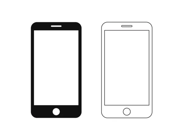 Icône vectorielle isolée pour téléphone ou smartphone dans deux modèles d'icônes de doublure. Signes ou icônes mobiles vectoriels isolés . — Image vectorielle