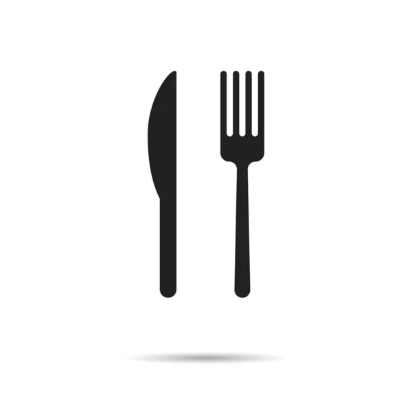 Knife fork vector icon isolated on white background. Vector service icon. Meal or dinner symbol. — Stock Vector