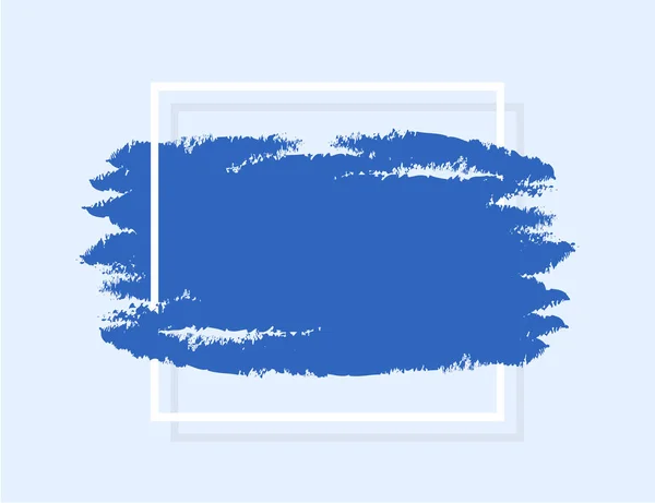 Abstrakt paindted blå borste konsistens med geometrisk ram. Logo typ eller säljbanner. — Stock vektor
