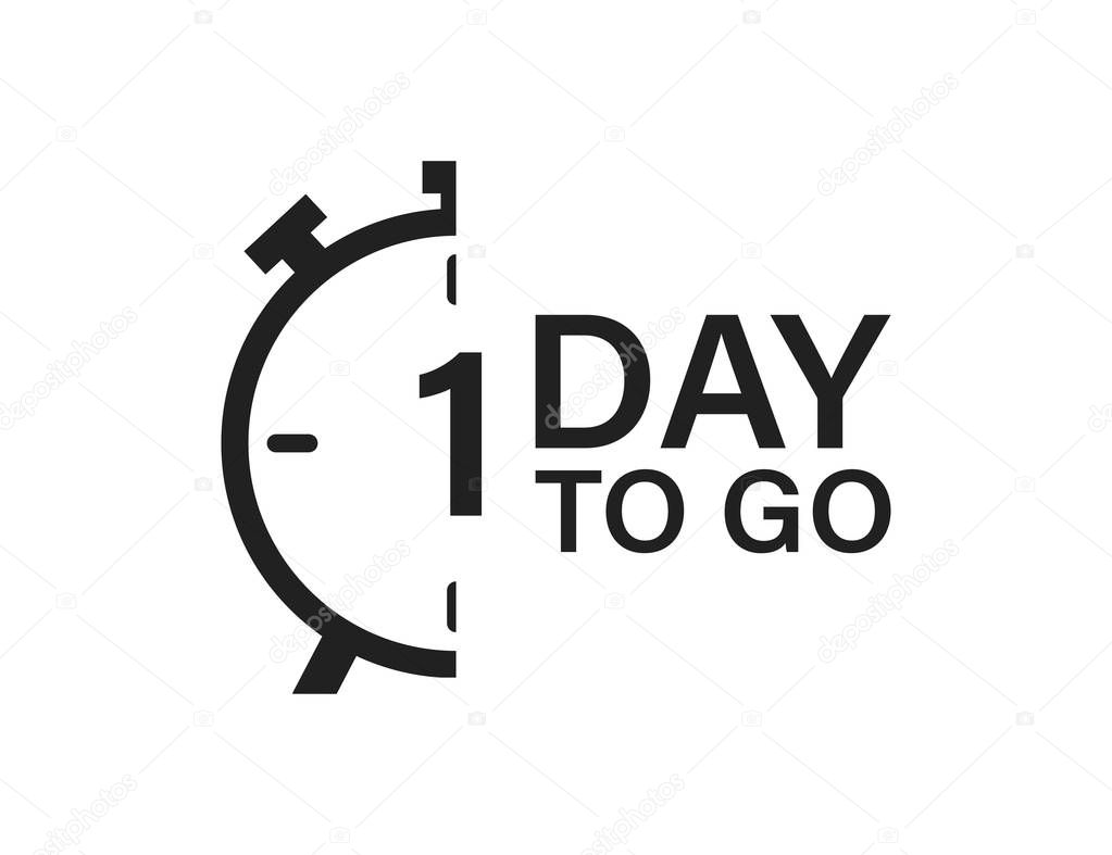 1 day to go isolated vector icon. Countdown vector sign. Vector alarm of sale or low price.