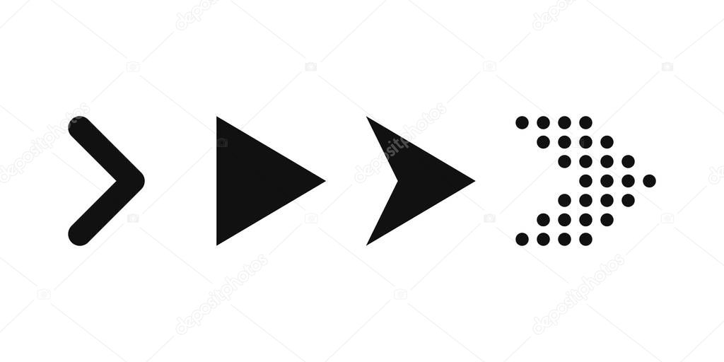 Set of vector arrows. Black vector arrows icon. Vector isolated arrow. Black vector arrows button. EPS 10