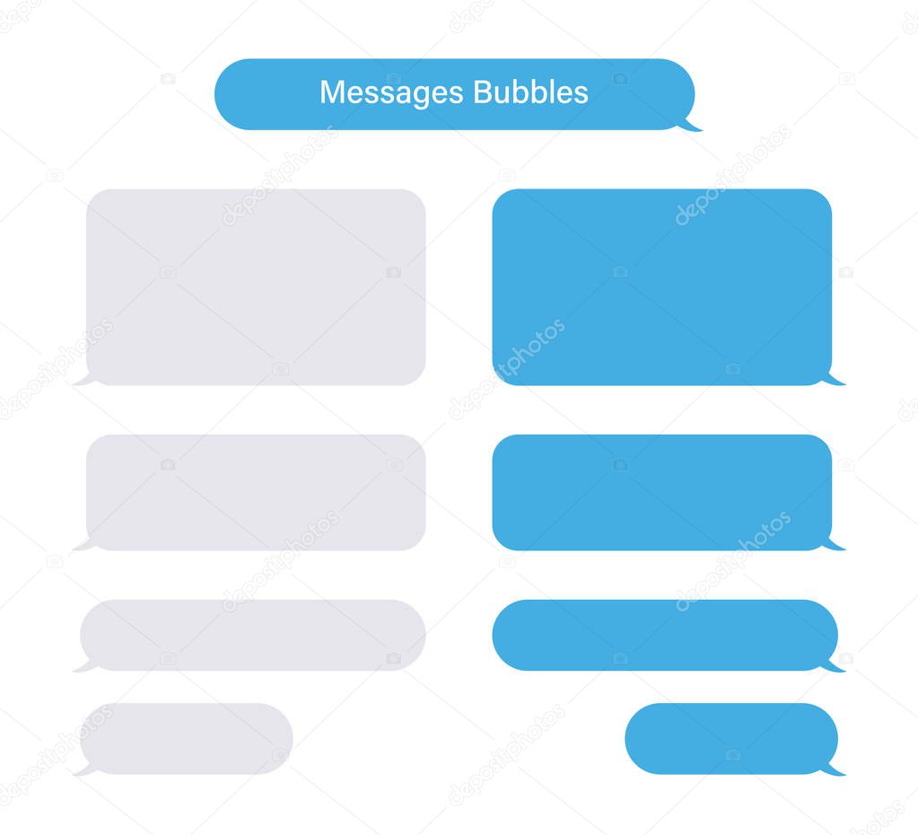 Bubbles messages chat speech vector isolated. Sms or mms bubble text. Communication elements.