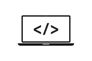 Dizüstü programlama veya kodlama vektör simgesi trendy düz tarzda izole.