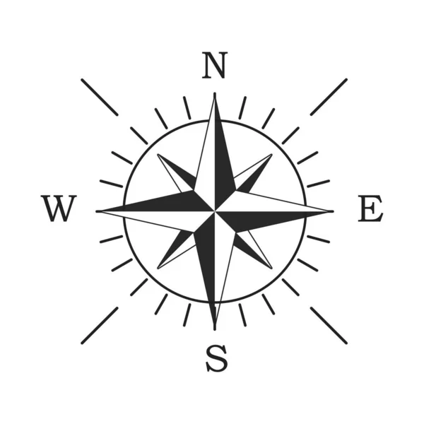 Compass icon. Location symbol. West north south east indicator. Navigation element. — Stock Vector