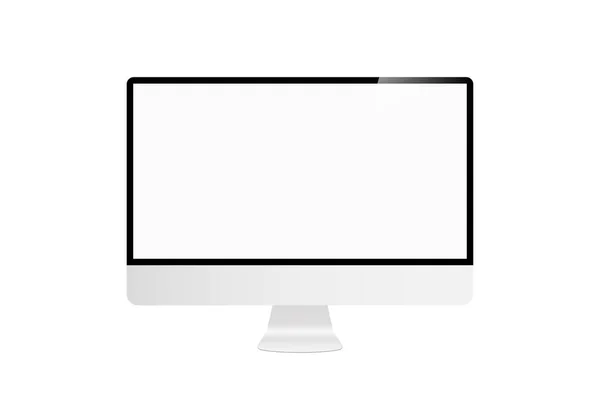 Personal computer in trendy realistic style. Vector isolated realistic monitor on white background. Mock up empty sceen template. — Stock Vector