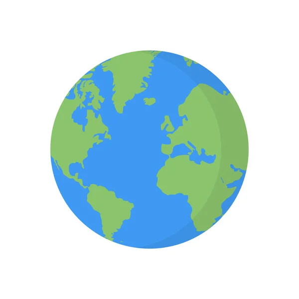 Globo da Terra na moda estilo plano isolado ilustração vetorial. Planeta plano sobre fundo branco . —  Vetores de Stock