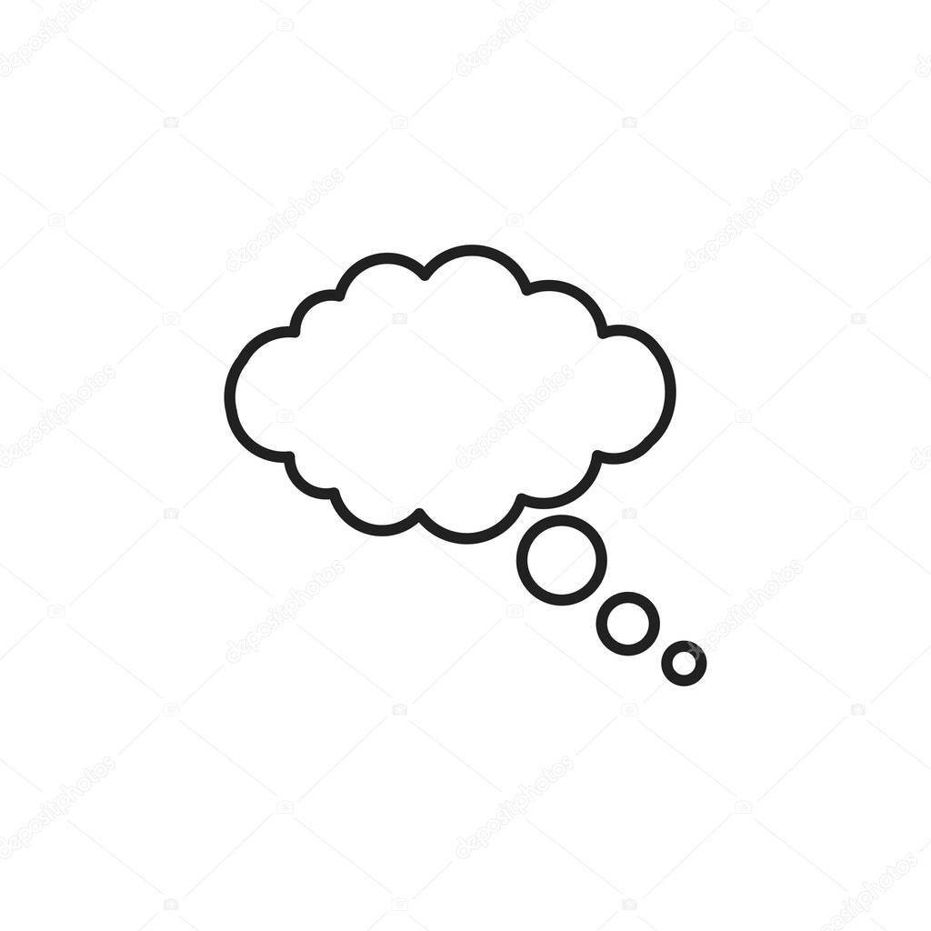 Retro line cloud think on white background. Isolated vector illustration. Abstract cloud think.