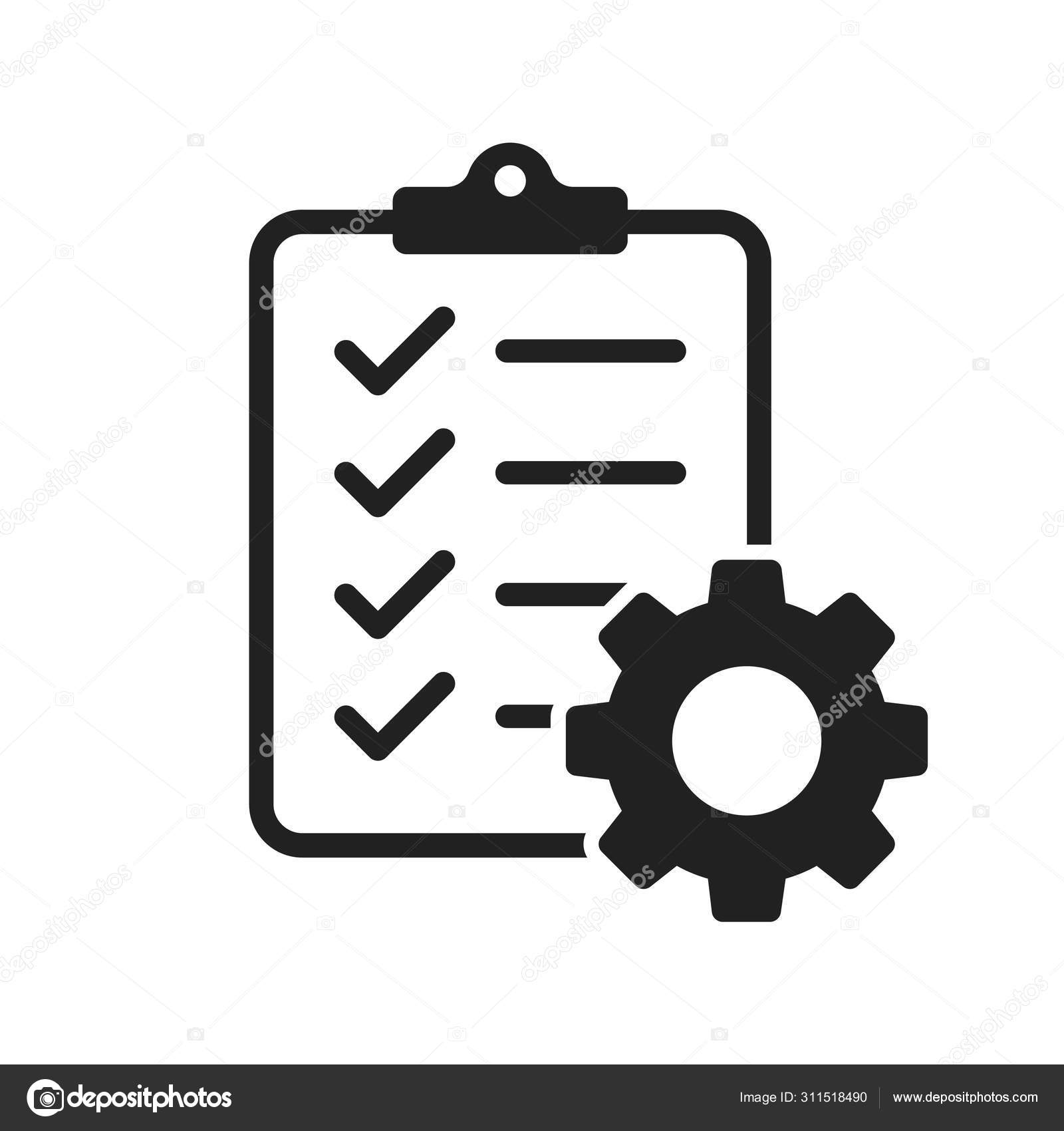 기어가 고립된 아이콘 이 있는 클립보드. 기술 지원 체크 리스트 아이콘. 관리 플랫 아이콘 개념. 소프트웨어 개발. 스톡 벡터 -  ©romabuxa1708@gmail.com 311518490