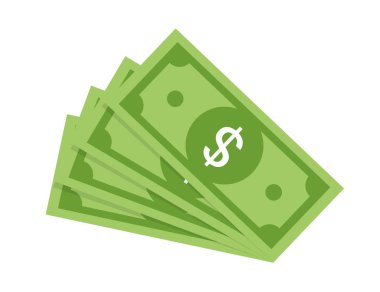 Para vektörü destekler. Fatura para birimi finans dolar illüstrasyonu. Dolar konsepti. Para beyaz arkaplanda izole edildi.