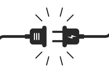 Soket prizi izole edilmiş simge bağlantısı. Priz soketi konsepti. Elektrik veya enerji bağlantısı simgesi.