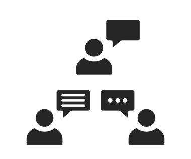 Sohbet ya da diyalogcu beyaz arka planda izole edilmiş. Sohbet ya da mesaj gönderen kişi simgesi.