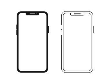 Düz stil akıllı telefon ikonu. Vektör telefonu ya da simge sembolü. Telefon sembolü düğmesi simgesi. Teknoloji iletişim geçmişi. Cep telefonu akıllı telefon aygıtı.