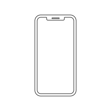 Beyaz arka planda akıllı telefon modelleme modern doğrusal tasarım. Cep telefonu akıllı telefon aygıtı. Cep telefonu hattı simgesi izole edildi.