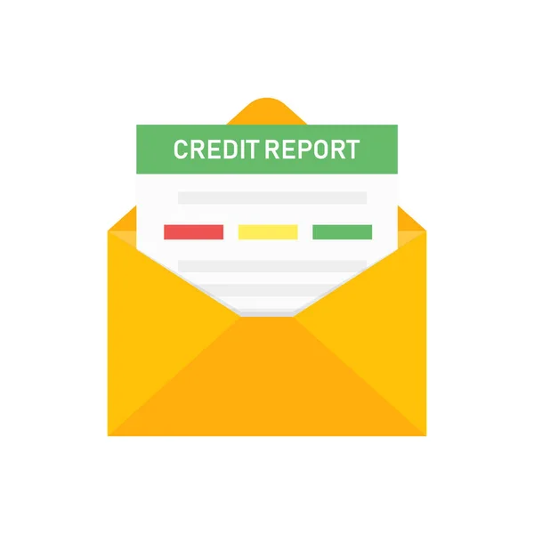 Relatório de crédito em carta isolada. Relatório de histórico de notação de crédito. Desenho plano de ilustração vetorial. Relatório financeiro vetor ícone . — Vetor de Stock