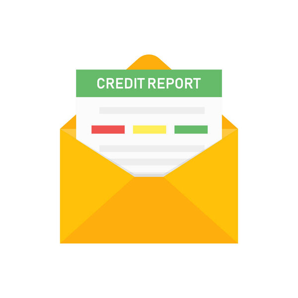 Credit report in letter isolated. Credit rating history report. Vector illustration flat design. Financial report vector icon.