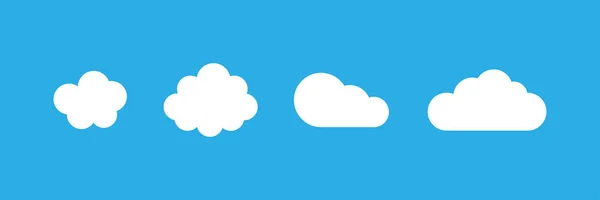 Conjunto de nuevas nubes vectoriales blancas de estilo aisladas sobre fondo azul. Icono de vector de nube. Colección de nubes vectoriales. Nube. Icono de nube . — Archivo Imágenes Vectoriales