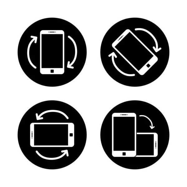 Gire el icono del teléfono inteligente aislado. Rotación de pantalla móvil. Iconos de rotación horisontal o vertical . — Vector de stock