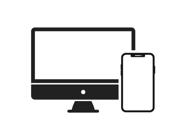 Υπολογιστής και smartphone διάνυσμα απομονωμένο εικονίδιο. Σχεδιασμός οθόνης Mockup. Οθόνη τηλεφώνου. — Διανυσματικό Αρχείο