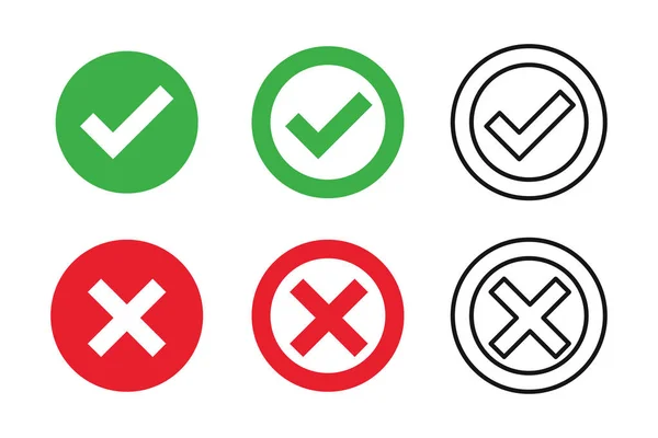 Kruis de witte achtergrond aan. Geïsoleerde vectorteken symbool. Checkmark pictogram ingesteld. Vink het rechter symbool aan. Vlakke vectoricoon. Testvraag. — Stockvector