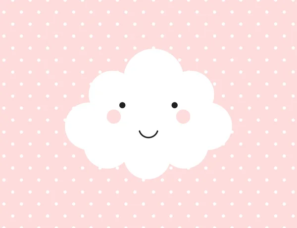 Cloud smile on dotted pink background. Decoration element. Vector abstract logo design element. Cute design. Wallpaper background. Emoji icon. — Stock Vector