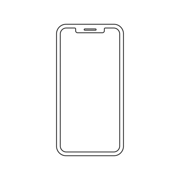 Smartphone maqueta de diseño lineal moderno sobre fondo blanco. teléfono móvil dispositivo de teléfono inteligente gadget. Línea de teléfono móvil icono aislado . — Vector de stock