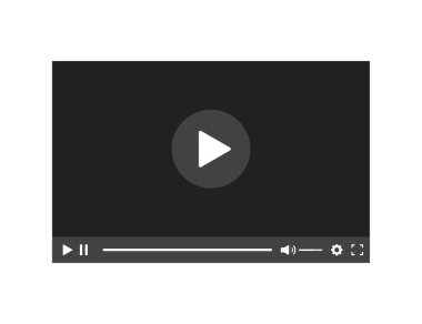 Video oynatıcı vektör tasarım elemanı. Düz oyuncu simgesi. Model video. Şablon video çerçevesi. Şablon arayüz video oynatıcı. Web sitesi ekran şablonu.