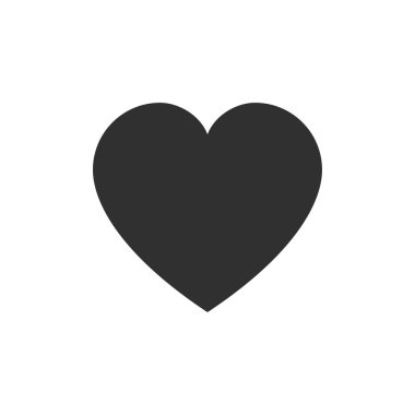 Kara Yürek, aşkın ya da sevgililer gününü simgeleyen basit bir dekoratif işaret. Tatil dekorasyon unsuru. Kalp aşk vektörü simgesi.