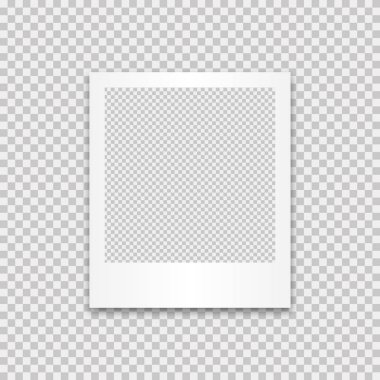 Kağıt tasarımı için hippi fotoğraf çerçevesi. Dekoratif tasarım için saydam arkaplanda siyah fotoğraf çerçeveli gerçekçi bir kart. Resim simgesi vektör illüstrasyonu.