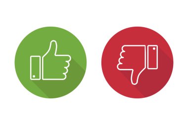 Thumbs yukarı başparmak aşağı kırmızı ve yeşil izole vektör sosyal medya işaretleri gibi.