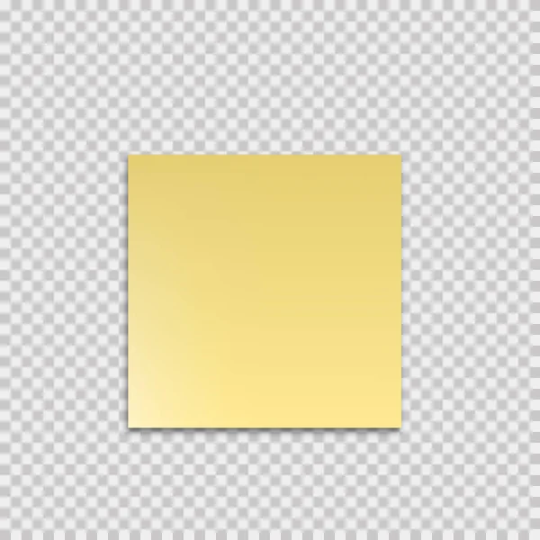 Реалистично липкий с тенью. Макет на прозрачном фоне. Желтая пустая бумага. Дизайн пустой наклейки. Плакат с плакатом. Почтовый стикер . — стоковый вектор