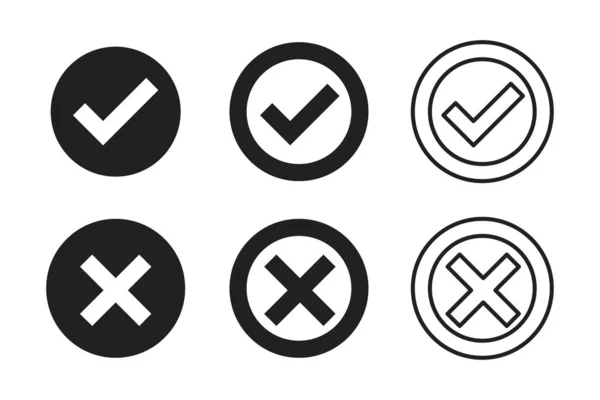 Comprobar negro icono vectorial cruzado aislado en estilo moderno sobre fondo blanco. Marca el icono. Icono de marca negra. Pregunta de prueba . — Archivo Imágenes Vectoriales