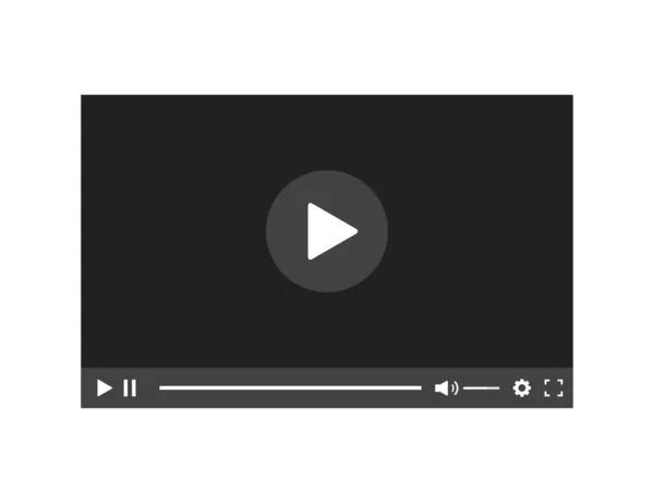 Video oynatıcı vektör tasarım elemanı. Düz oyuncu simgesi. Model video. Şablon video çerçevesi. Şablon arayüz video oynatıcı. Web sitesi ekran şablonu.