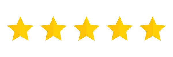 Five stars rating icon. Five golden star rating illustration vector. Premium quality customer service. Customer feedback ranking system. Feedback concept.