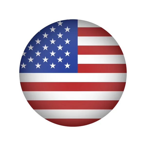 Amerikanische Illustration mit blauem US-Flaggenkreis auf weißem Hintergrund. blauer Hintergrund. amerikanisches Symbol. Ikone der amerikanischen Flagge isoliert. — Stockvektor