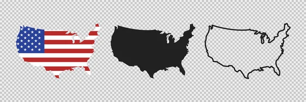 United states map. Linear icon. Transparent background. Vector isolated elements. Usa map icon line symbol. — Stock Vector