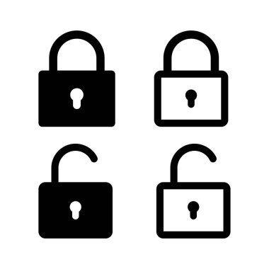 Vektör simgesini kilitle. Güvenlik sembolü. Web düğmesi tasarımını kilitle. Güvenlik sistemi. Vektör izole kilit simgesi.