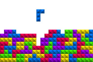 Tetris oyunu. Soyut, pürüzsüz desen. Geometrik şekil. Kusursuz vektör deseni. Vektör izole illüstrasyon. EPS 10