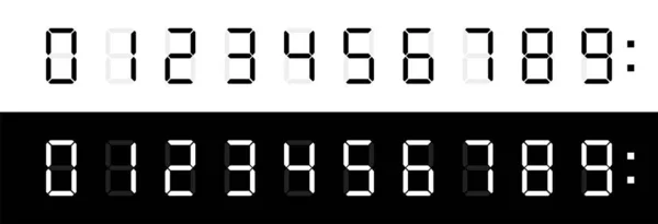 Digital Clock Numbers Vector Isolated Elements Digital Calculator Number Set — Stock Vector